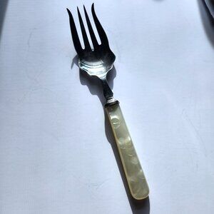 JB S Sheffield Mother of Pearl Cold Meat Fork LG 8.5" EPNS Silverplated England